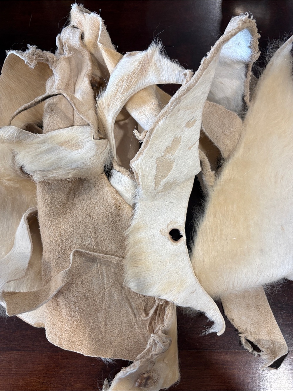 Natural Cream Cowhide Hair-on Leather Scraps